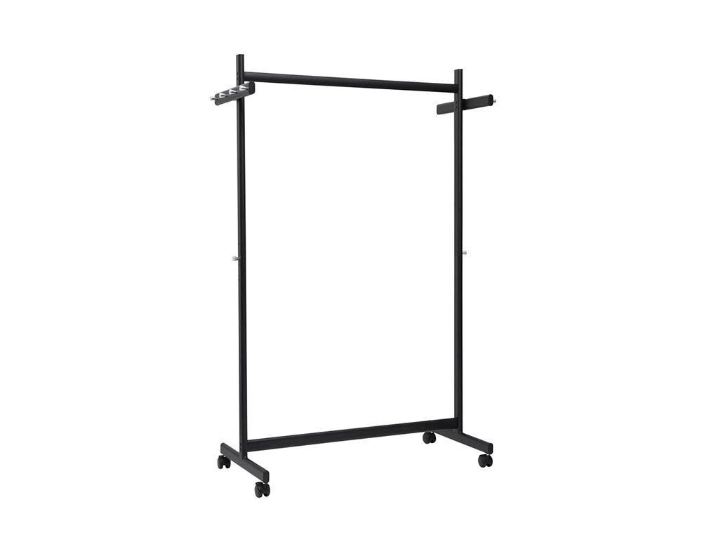 PERCHERO MAULSAMBA 10 COLGADORES CABALLETE CON RUEDAS COLOR NEGRO 116X508X1725 MM