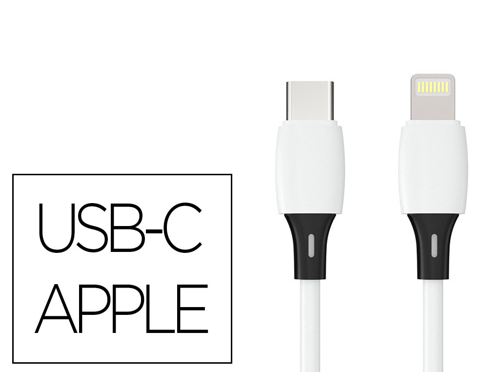 CABLE USB-C A APPLE LIGHTNING Q-CONNECT PVC LONGITUD 2M BLANCO