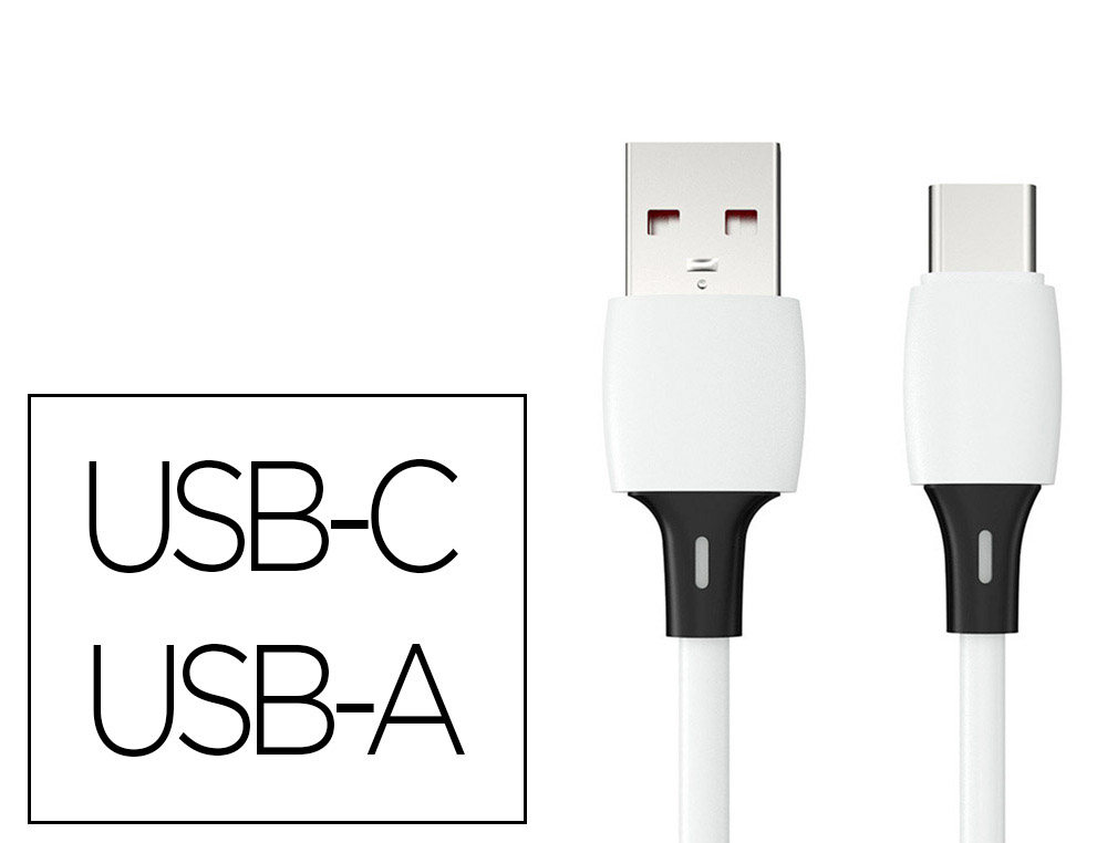 CABLE USB-C A USB-A Q-CONNECT PVC LONGITUD 1M BLANCO