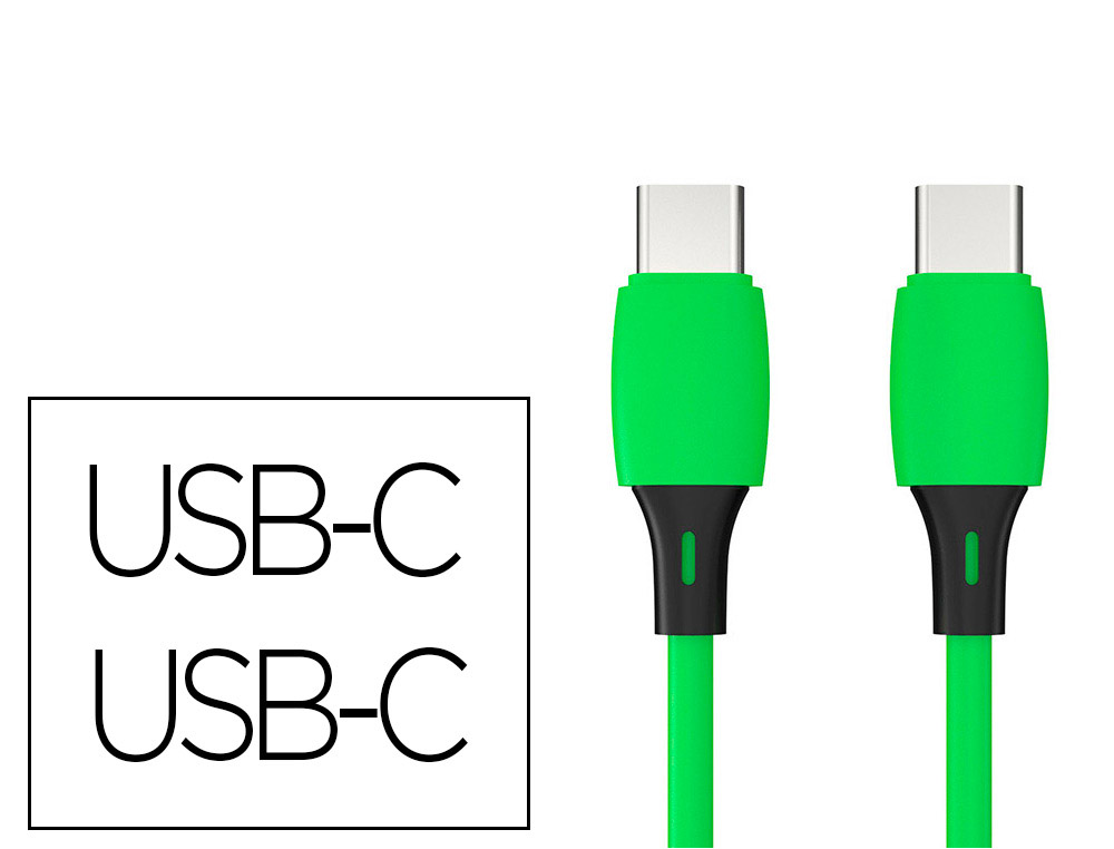 CABLE USB-C A USB-C Q-CONNECT PVC LONGITUD 2M VERDE
