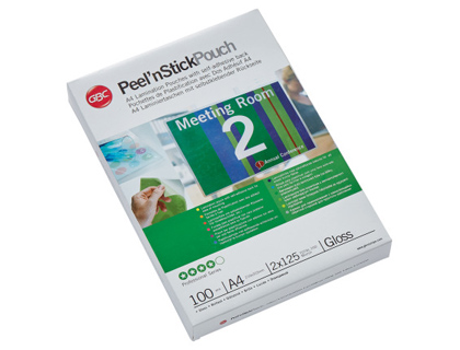 BOLSA DE PLASTIFICAR GBC DIN A4 2X125 MICRAS AUTOADHESIVA CAJA DE 100 UNIDADES