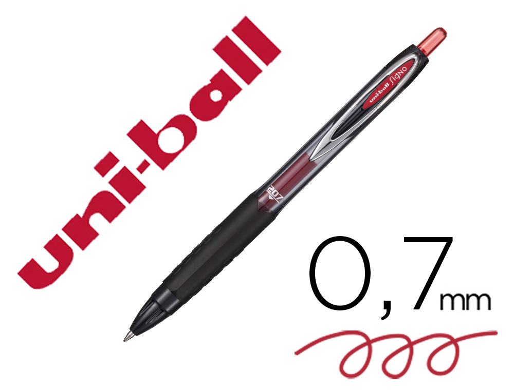 BOLIGRAFO UNI-BALL SIGNO 207E RETRACTIL 0,7 MM COLOR ROJO
