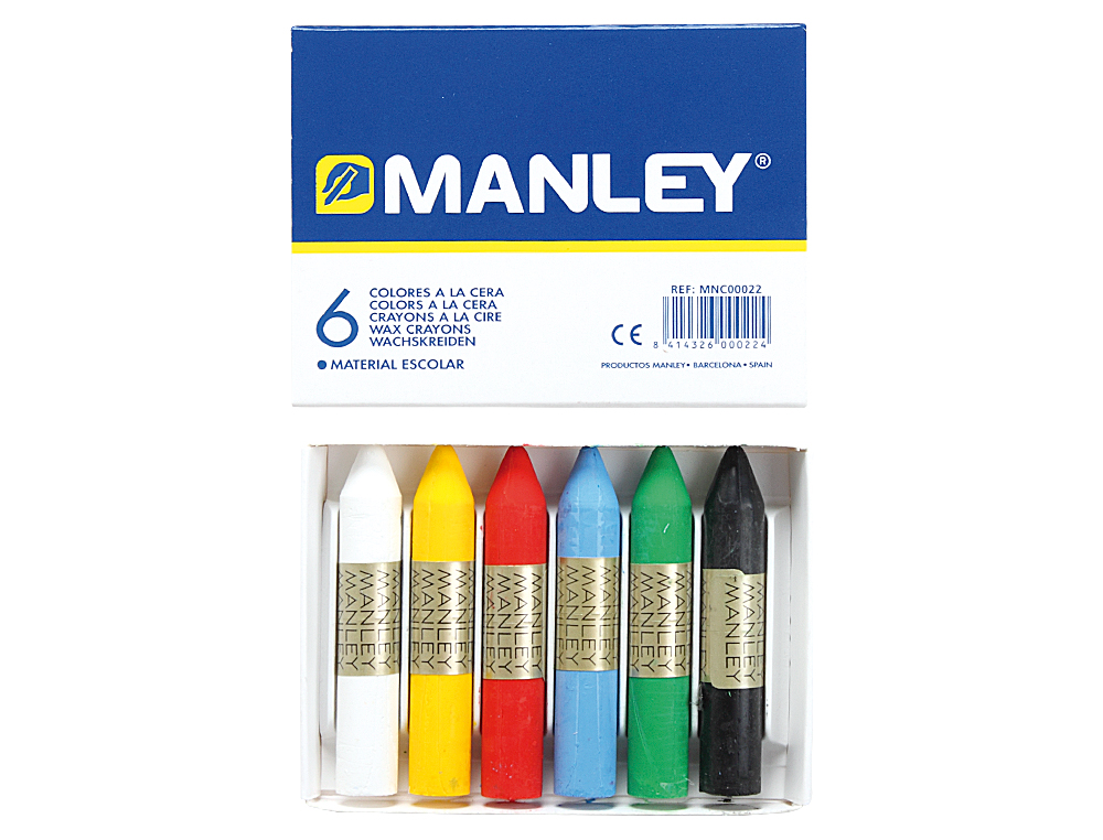LAPICES CERA MANLEY CAJA DE 6 COLORES SURTIDOS