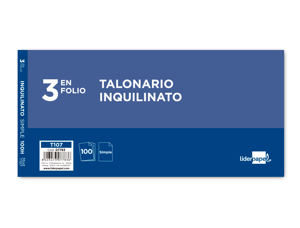 TALONARIO LIDERPAPEL INQUILINATO TRES EN FOLIO 107 CON CONDICIONES