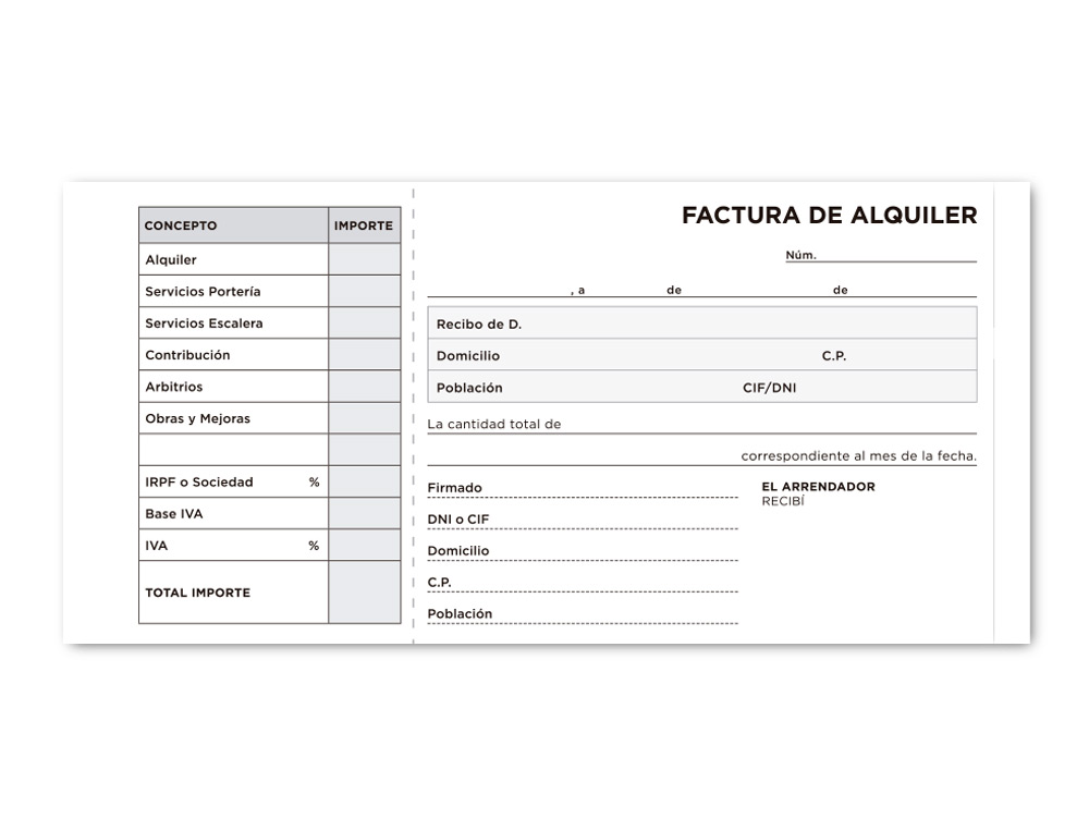 TALONARIO LIDERPAPEL INQUILINATO TRES EN FOLIO 107 CON CONDICIONES