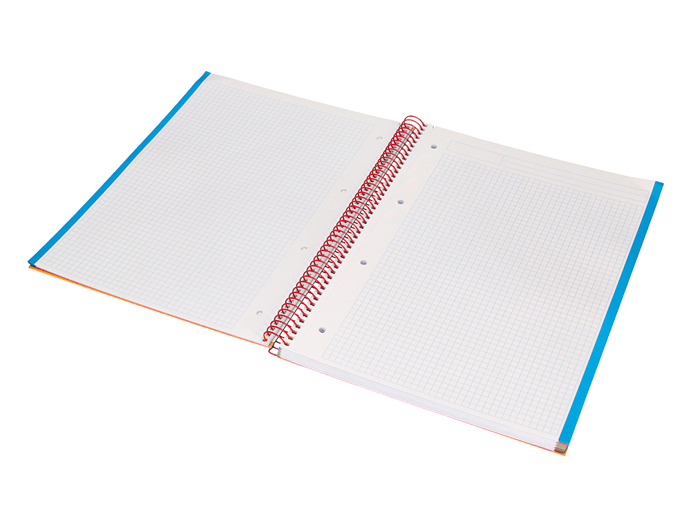 CUADERNO ESPIRAL LIDERPAPEL A4 MICRO JOLLY TAPA FORRADA 140H 75GR CUADRO 5MM 5 BANDAS 4 TALADROS COLOR NARANJA