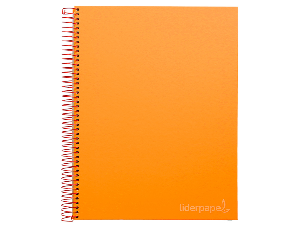 CUADERNO ESPIRAL LIDERPAPEL A4 MICRO JOLLY TAPA FORRADA 140H 75GR CUADRO 5MM 5 BANDAS 4 TALADROS COLOR NARANJA