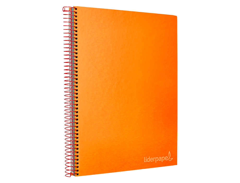 CUADERNO ESPIRAL LIDERPAPEL A4 MICRO JOLLY TAPA FORRADA 140H 75GR CUADRO 5MM 5 BANDAS 4 TALADROS COLOR NARANJA