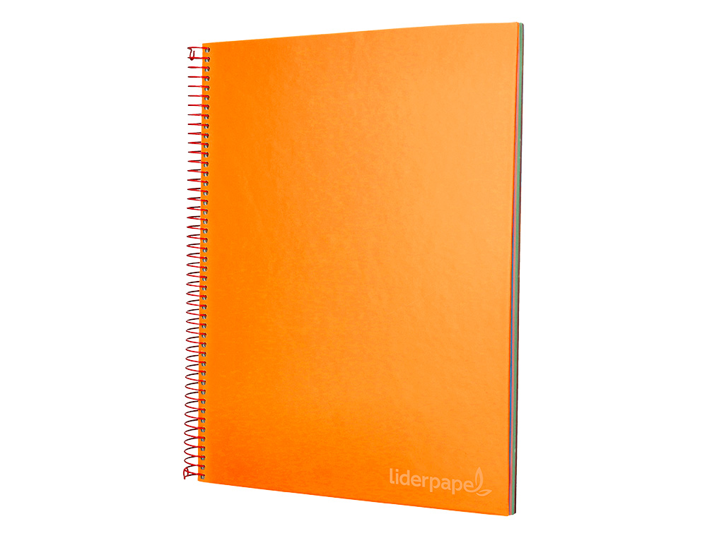 CUADERNO ESPIRAL LIDERPAPEL A4 MICRO JOLLY TAPA FORRADA 140H 75GR CUADRO 5MM 5 BANDAS 4 TALADROS COLOR NARANJA
