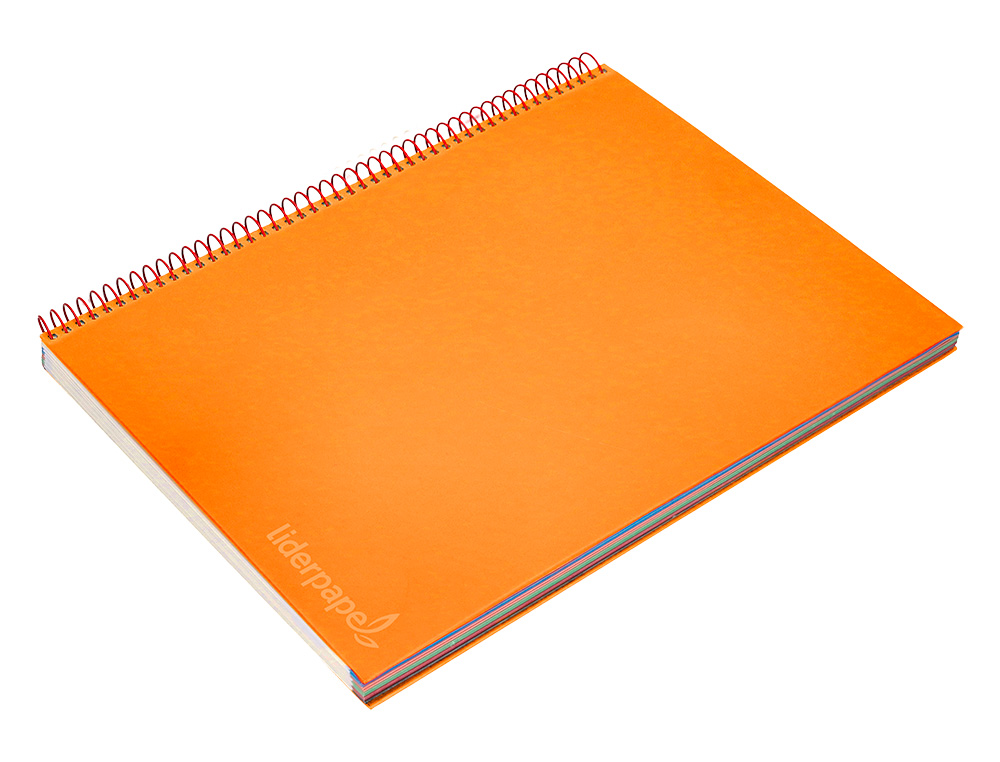 CUADERNO ESPIRAL LIDERPAPEL A4 MICRO JOLLY TAPA FORRADA 140H 75GR CUADRO 5MM 5 BANDAS 4 TALADROS COLOR NARANJA