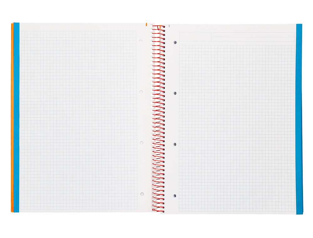 CUADERNO ESPIRAL LIDERPAPEL A4 MICRO JOLLY TAPA FORRADA 140H 75GR CUADRO 5MM 5 BANDAS 4 TALADROS COLOR NARANJA