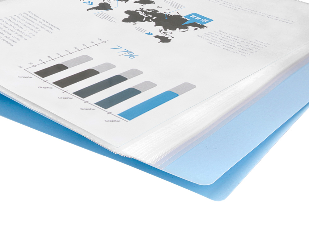 CARPETA LIDERPAPEL ESCAPARATE 40 FUNDAS POLIPROPILENO DIN A4 CELESTE OPACO