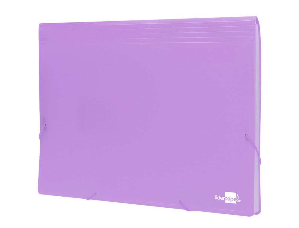 CARPETA LIDERPAPEL CLASIFICADOR FUELLE POLIPROPILENO DIN A4 LAVANDA OPACO 13 DEPARTAMENTOS