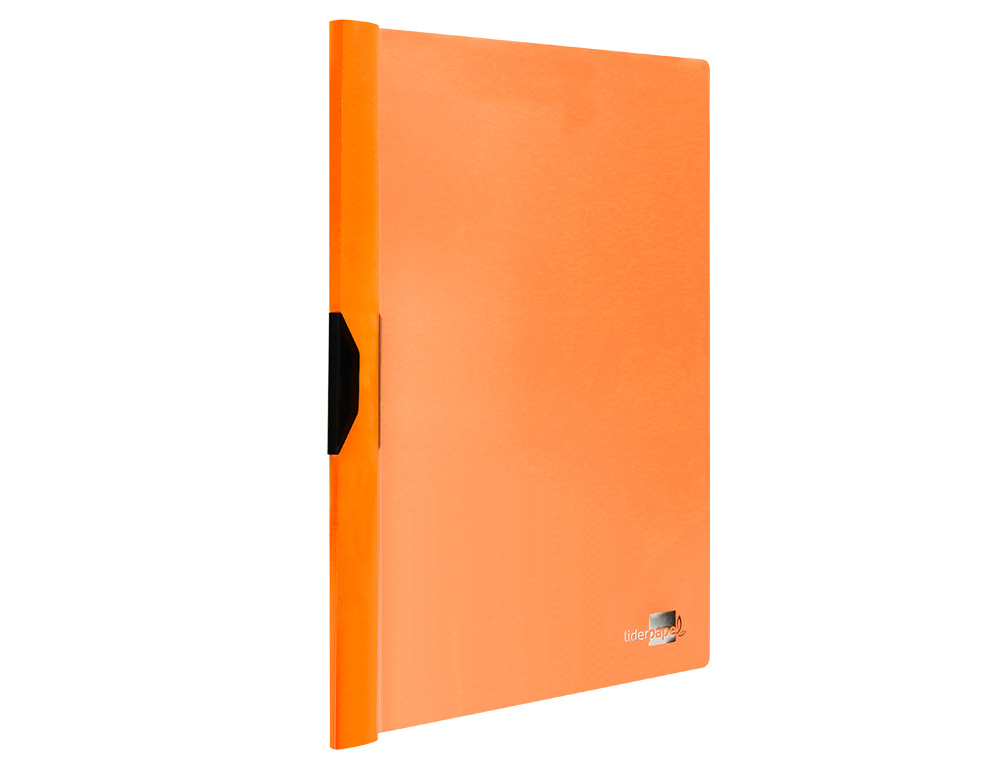CARPETA LIDERPAPEL DOSSIER PINZA LATERAL POLIPROPILENO DIN A4 NARANJA FLUOR OPACO 30 HOJAS PINZA DESLIZANTE