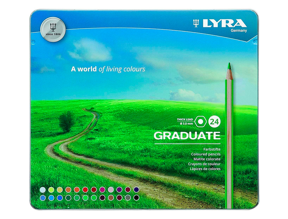 LAPICES DE COLORES LYRA GRADUATE CAJA METALICA DE 24 COLORES SURTIDOS