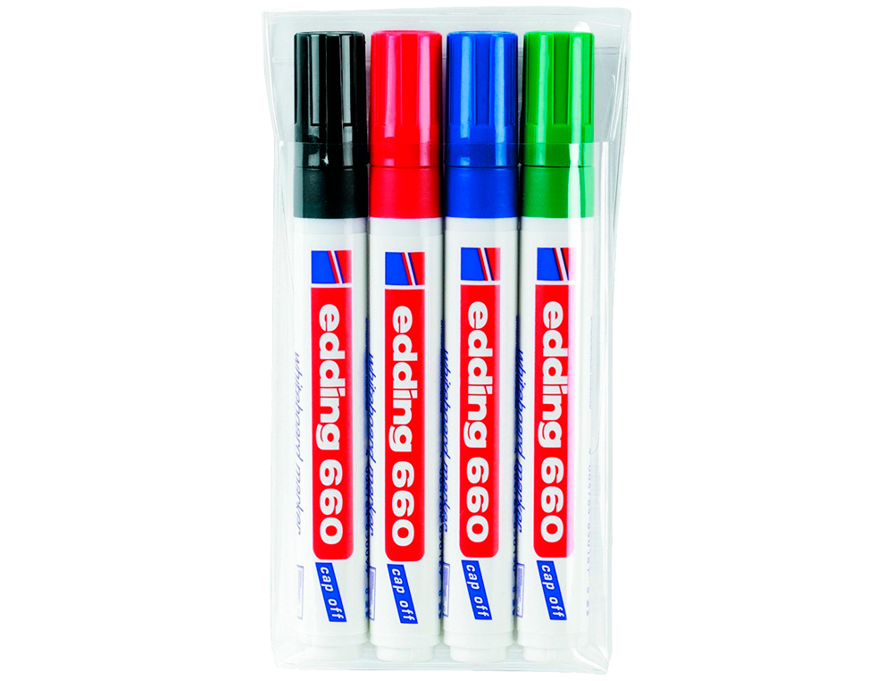 ROTULADOR EDDING PARA PIZARRA BLANCA 660 BLISTER DE 4 UNIDADES COLORES SURTIDOS RECARGABLE