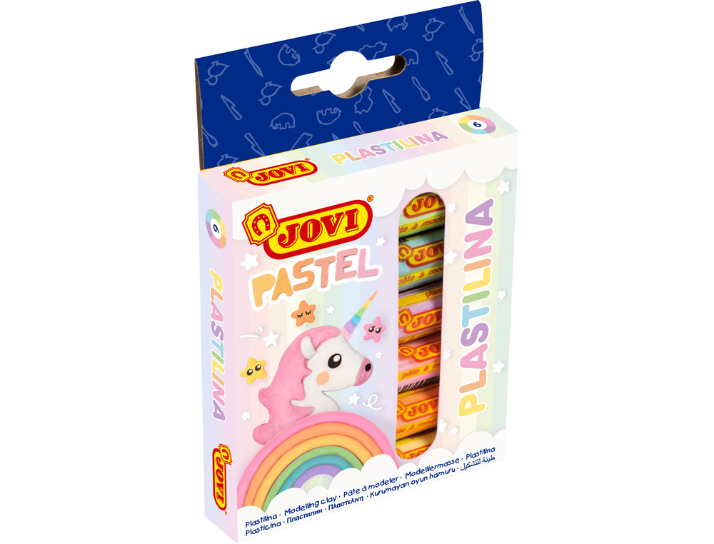 PLASTILINA JOVI 90 ESTUCHE 6 BARRAS COLORES PASTEL SURTIDOS 15 G