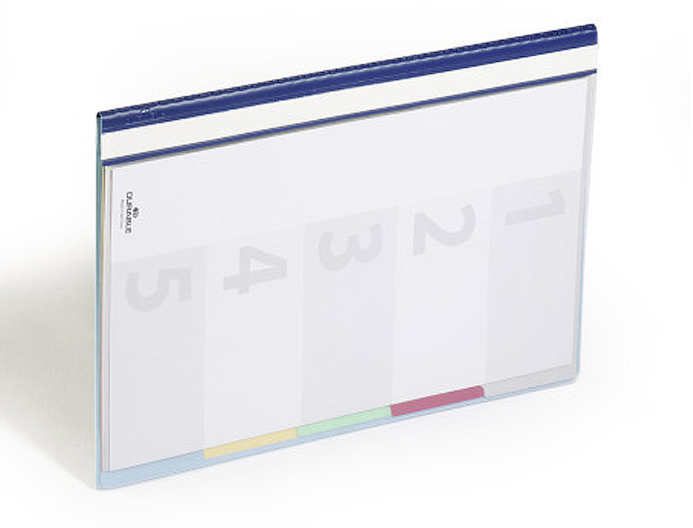 CARPETA DOSSIER FASTENER PLASTICO DURACLIP DIN A4 CON 5 SEPARADORES E INDICE LOMO COLOR AZUL