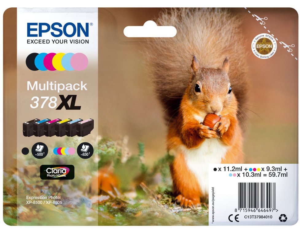 INK-JET EPSON 378 XL EXPRESSION HOME XP-8605 / 15000 / 8500 NEGRO AMARILLO CIAN MAGENTA CIAN CLARO