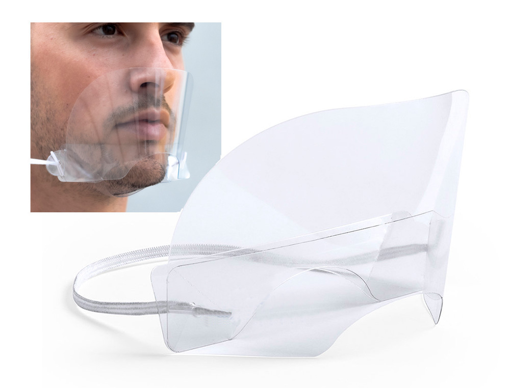 PANTALLA PROTECTORA BUCONASAL LEIBAN CON PROTECTOR PARA BARBILLA MATERIAL PET 17X8,5 CM