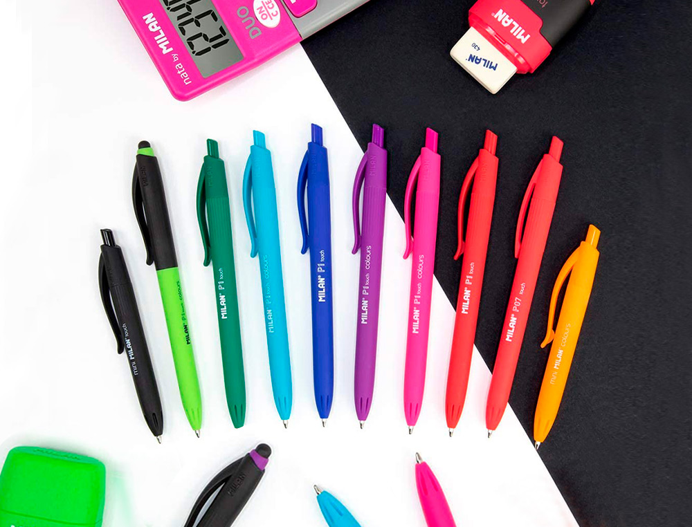 BOLIGRAFO MILAN P1 RETRACTIL 1 MM TOUCH BLISTER DE 5 UNIDADES COLORES SURTIDOS