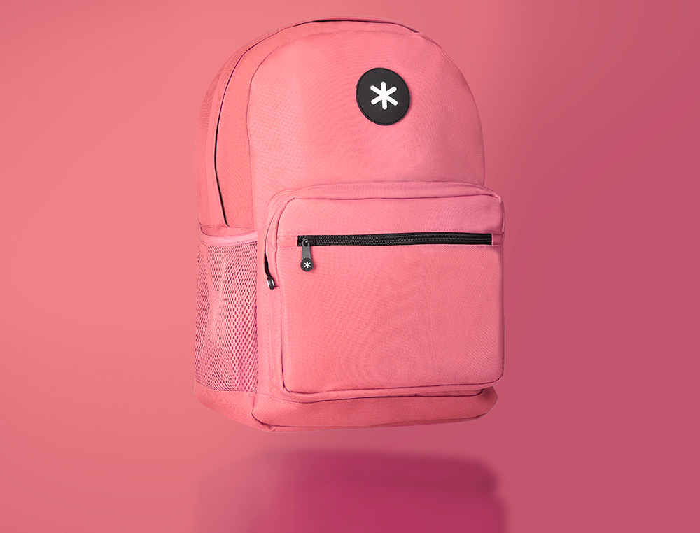 MOCHILA ANTARTIK CON ASA Y BOLSILLO FRONTAL CON CREMALLERA COLOR CORAL 320X140X430 MM