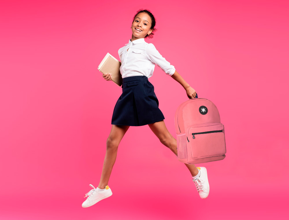 MOCHILA ANTARTIK CON ASA Y BOLSILLO FRONTAL CON CREMALLERA COLOR CORAL 320X140X430 MM