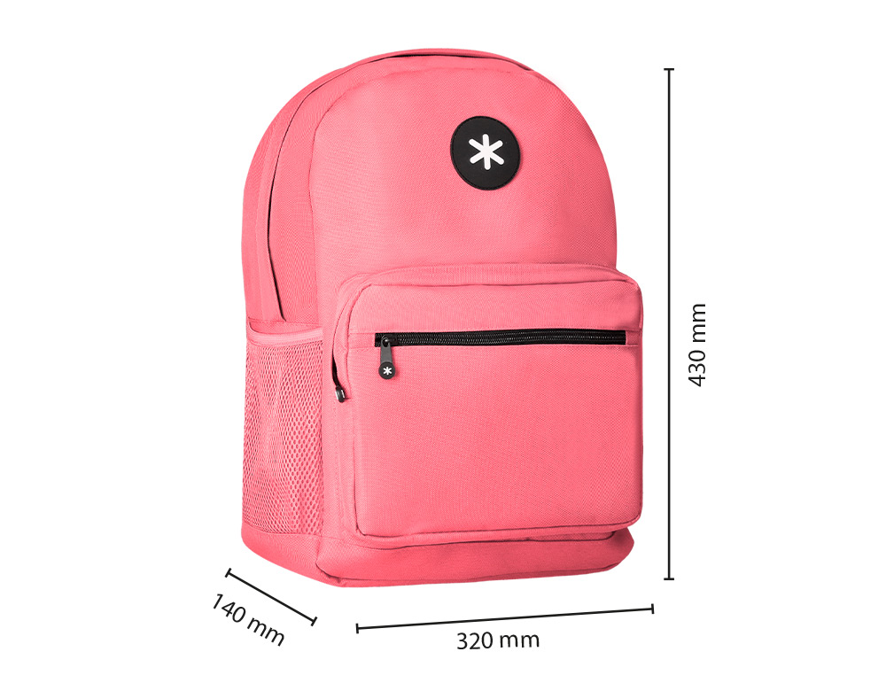 MOCHILA ANTARTIK CON ASA Y BOLSILLO FRONTAL CON CREMALLERA COLOR CORAL 320X140X430 MM
