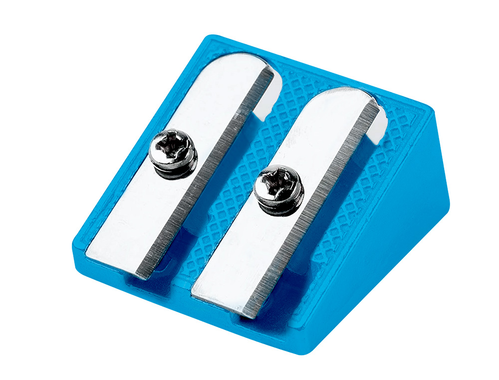 SACAPUNTAS LIDERPAPEL METALICO CUÑA 2 USOS COLOR AZUL