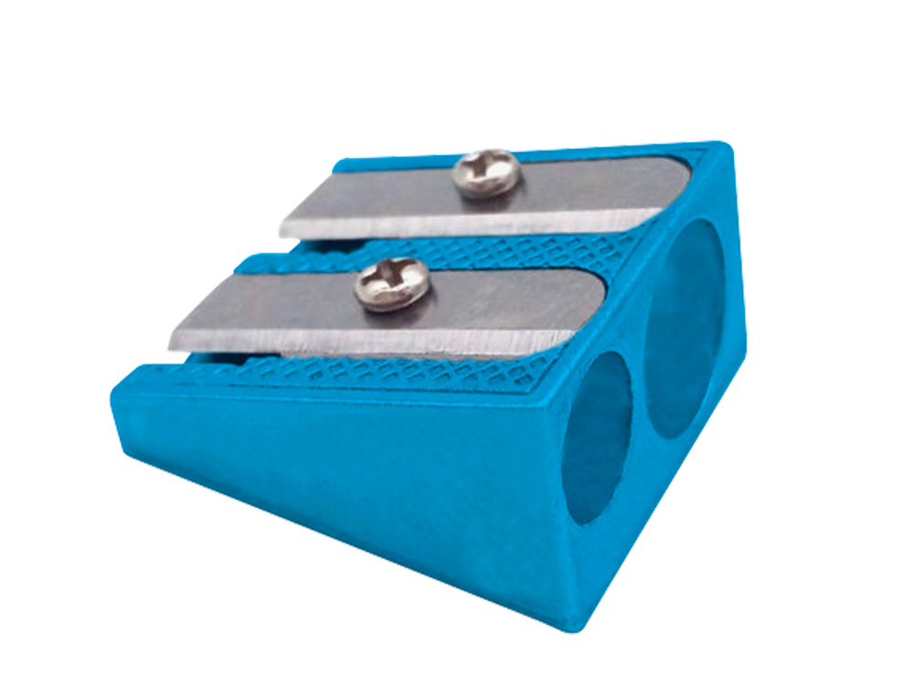 SACAPUNTAS LIDERPAPEL METALICO CUÑA 2 USOS COLOR AZUL