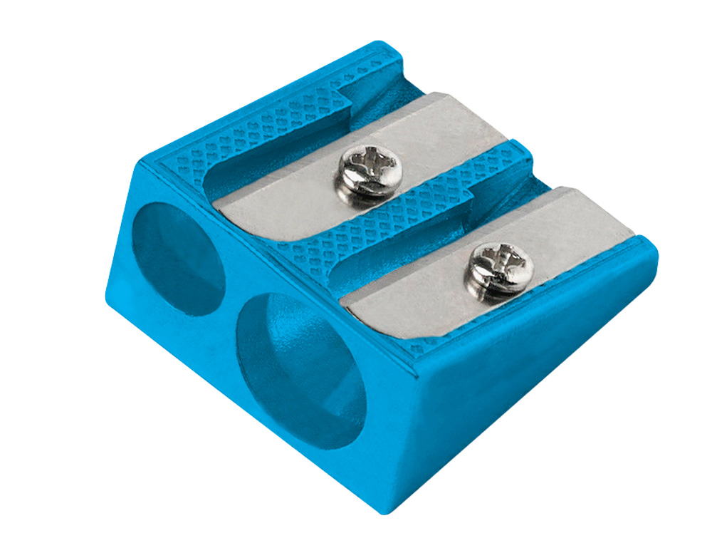 SACAPUNTAS LIDERPAPEL METALICO CUÑA 2 USOS COLOR AZUL