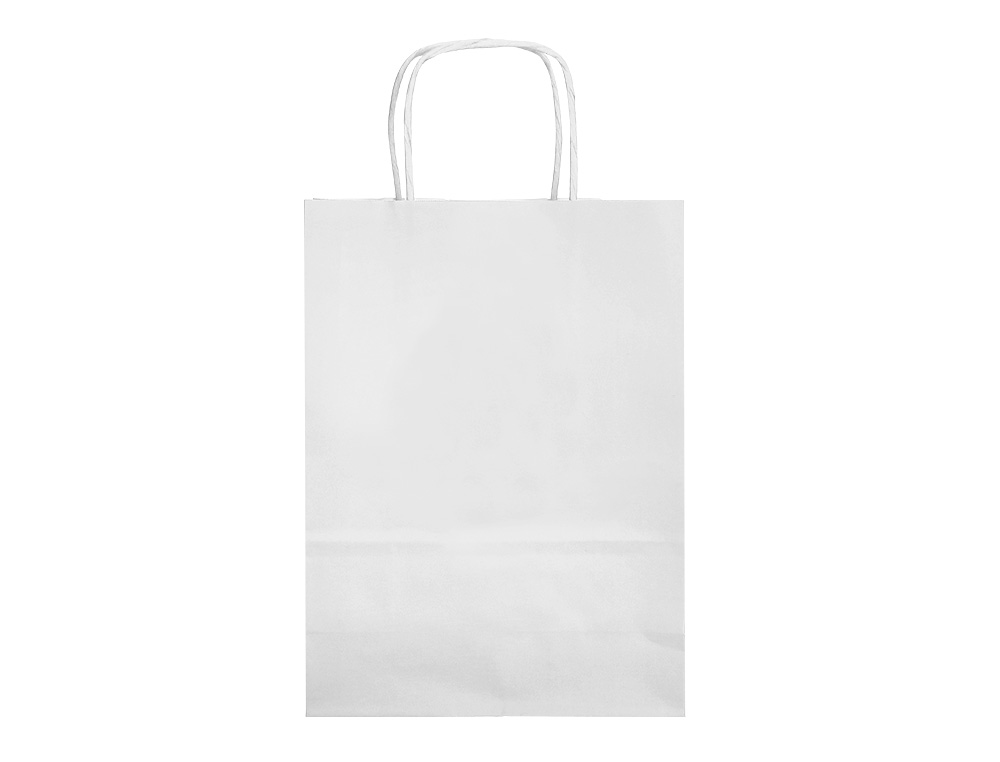 BOLSA PAPEL Q-CONNECT CELULOSA BLANCO XS CON ASA RETORCIDA 180X240X80 MM