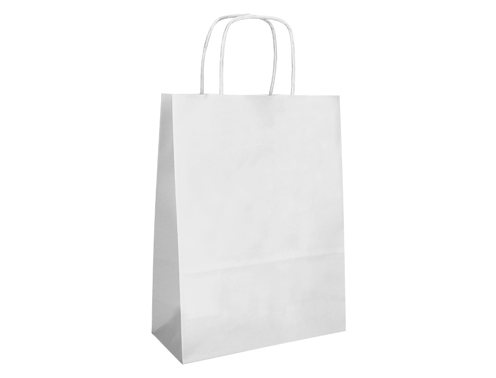 BOLSA PAPEL Q-CONNECT CELULOSA BLANCO XS CON ASA RETORCIDA 180X240X80 MM