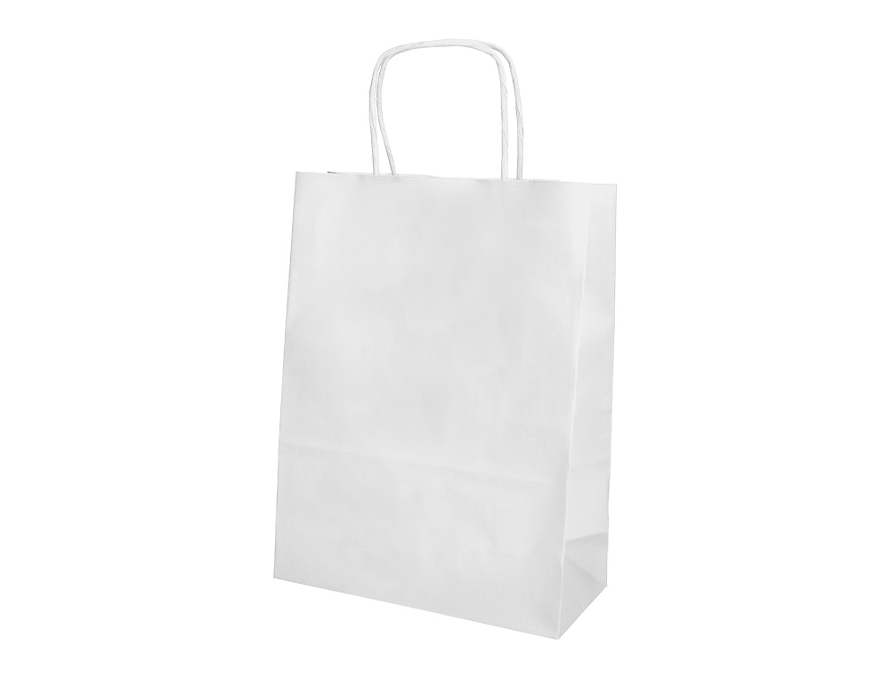 BOLSA PAPEL Q-CONNECT CELULOSA BLANCO XS CON ASA RETORCIDA 180X240X80 MM