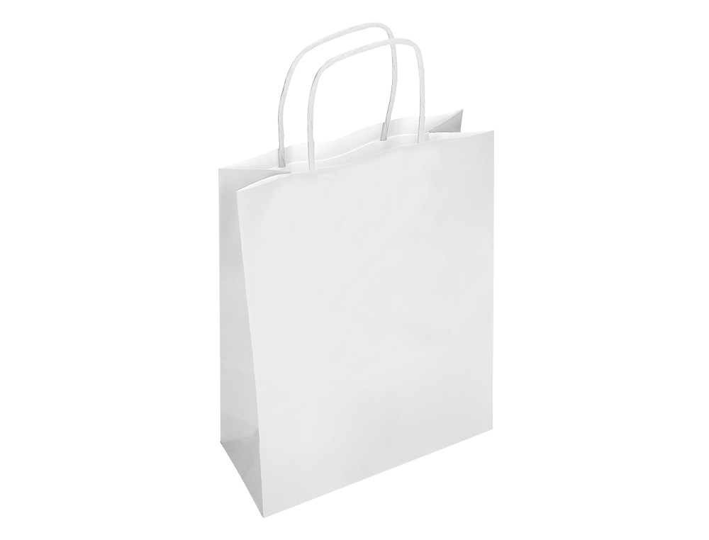 BOLSA PAPEL Q-CONNECT CELULOSA BLANCO XS CON ASA RETORCIDA 180X240X80 MM