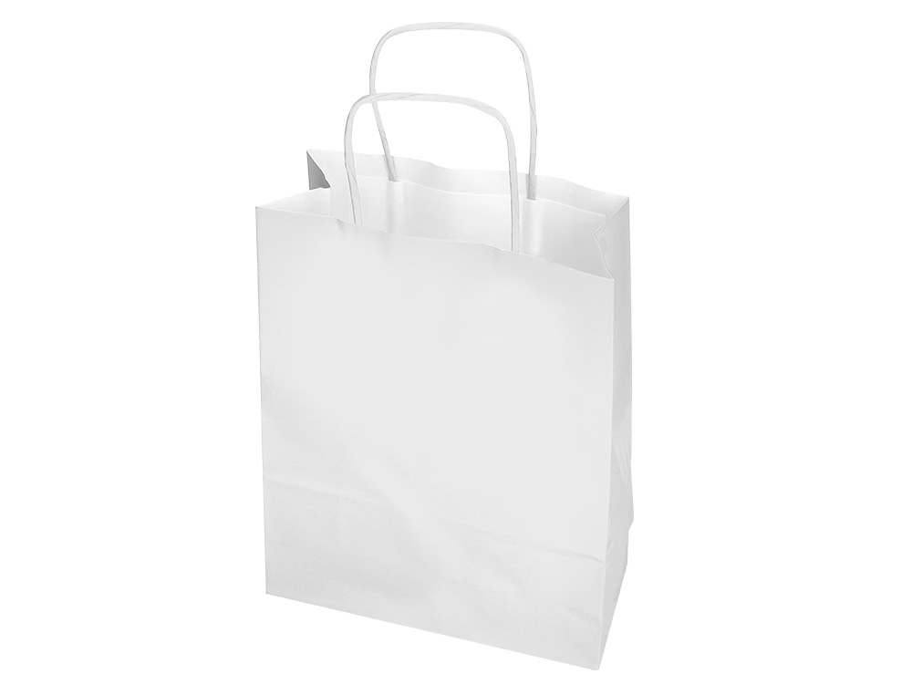 BOLSA PAPEL Q-CONNECT CELULOSA BLANCO XS CON ASA RETORCIDA 180X240X80 MM