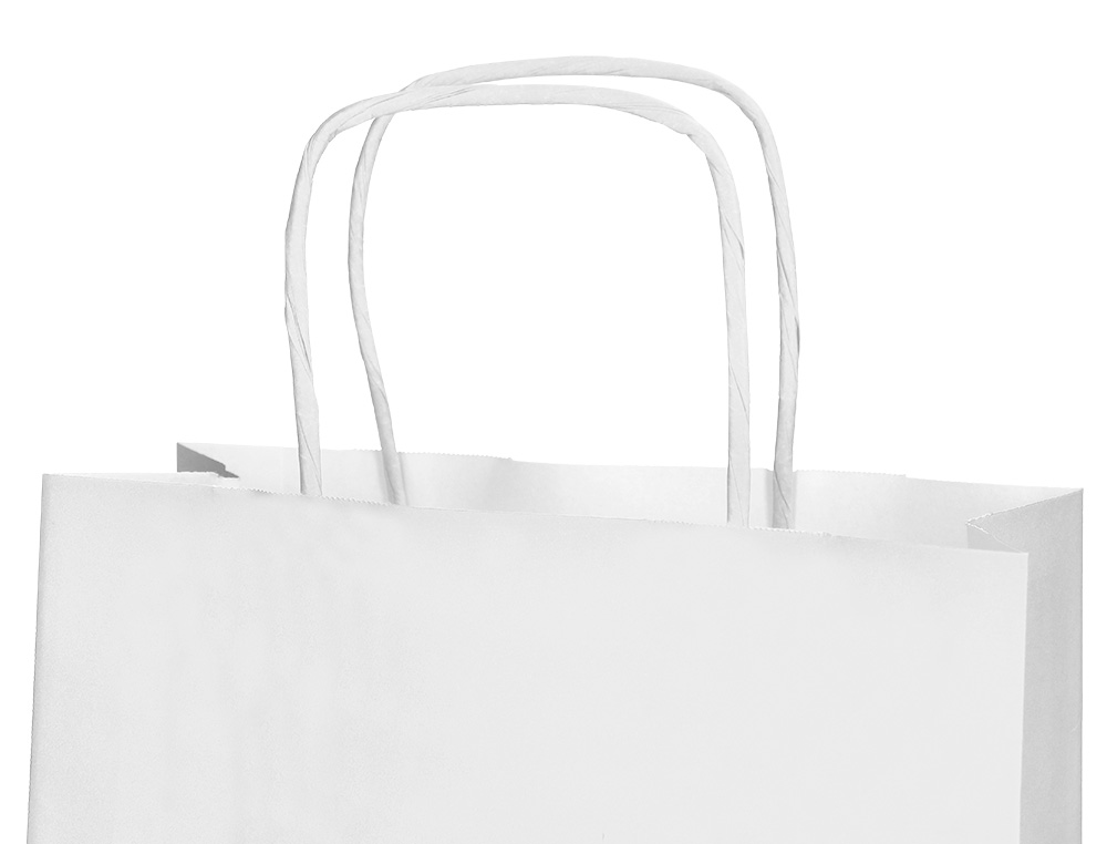 BOLSA PAPEL Q-CONNECT CELULOSA BLANCO XS CON ASA RETORCIDA 180X240X80 MM