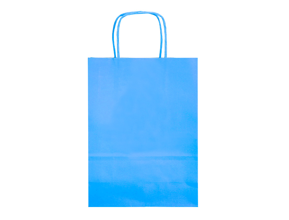 BOLSA PAPEL Q-CONNECT CELULOSA CELESTE XS CON ASA RETORCIDA 180X240X80 MM