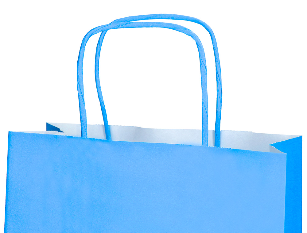 BOLSA PAPEL Q-CONNECT CELULOSA CELESTE XS CON ASA RETORCIDA 180X240X80 MM