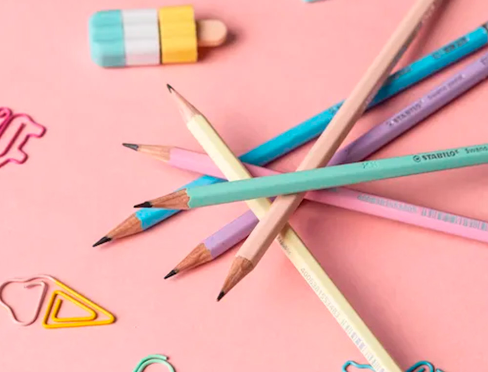 LAPICES DE GRAFITO CON GOMA STABILO SWANO MINA 2,2 MM DUREZA HB LILA PASTEL