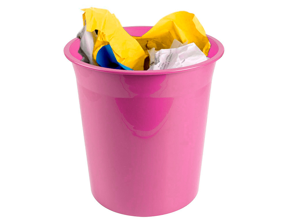 PAPELERA PLASTICO LIDERPAPEL ROSA OPACO 13 LITROS 275X285 MM