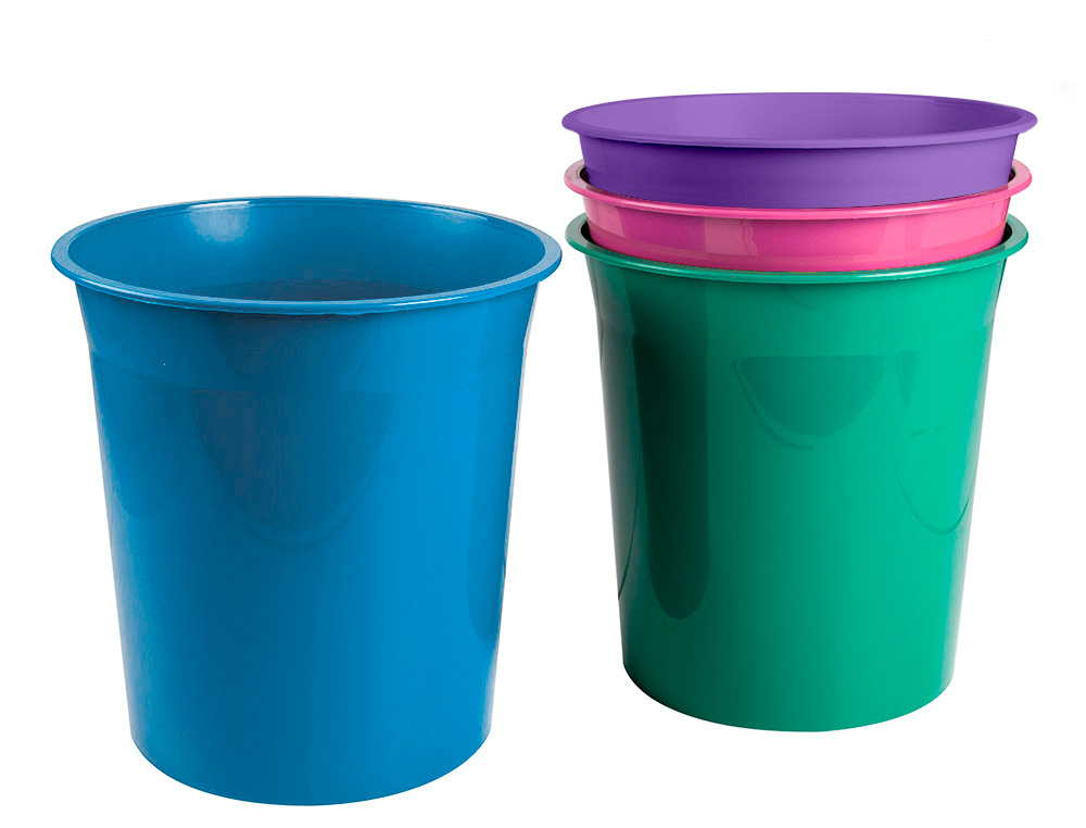 PAPELERA PLASTICO LIDERPAPEL ROSA OPACO 13 LITROS 275X285 MM