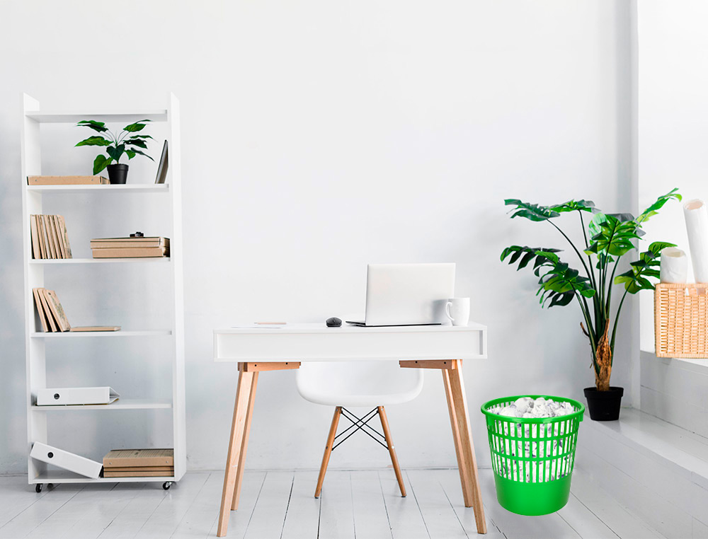 PAPELERA PLASTICO Q-CONNECT 15 LITROS REJILLA COLOR VERDE 285X290 MM