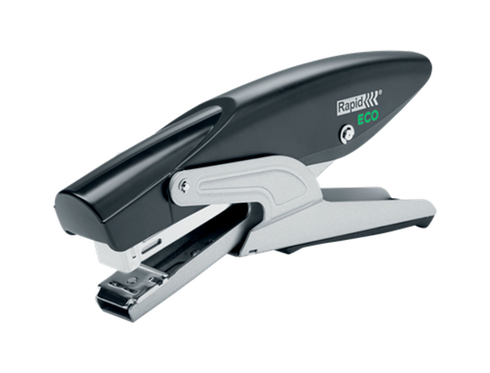 GRAPADORA RAPID DE TENAZA ECO PLASTICO RECICLADO 100% CAPACIDAD DE GRAPADO 20 HOJAS USA GRAPAS 24/6 Y 26/6 COLOR