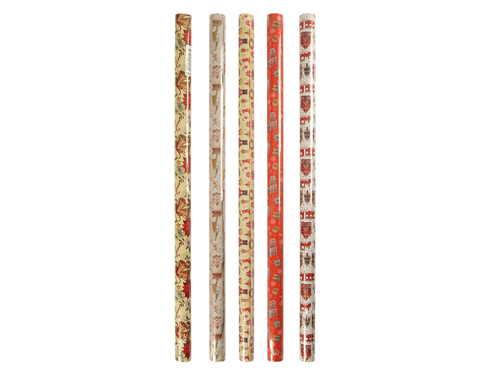 PAPEL DE REGALO LIDERPAPEL NAVIDAD ROLLO ANCHO 70 CM LONGITUD 2 MT GRAMAJE 60 GR DISEÑOS SURTIDOS