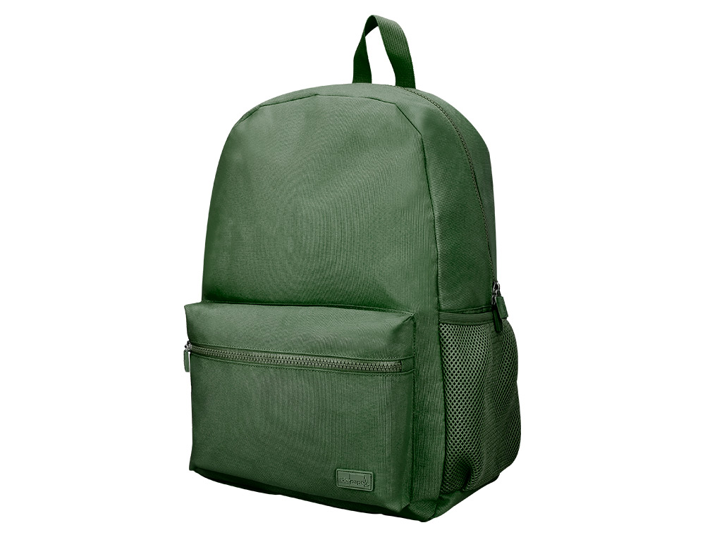 MOCHILA LIDERPAPEL CORE CON COMPARTIMENTO LATERAL ELASTICO VERDE MILITAR 15 L 400X125X300 MM