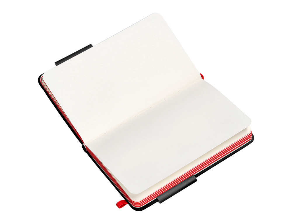 CUADERNO CON GOMILLA ANTARTIK NOTES TAPA DURA A6 HOJAS LISAS NEGRO Y ROJO 100 HOJAS 80 GR FSC