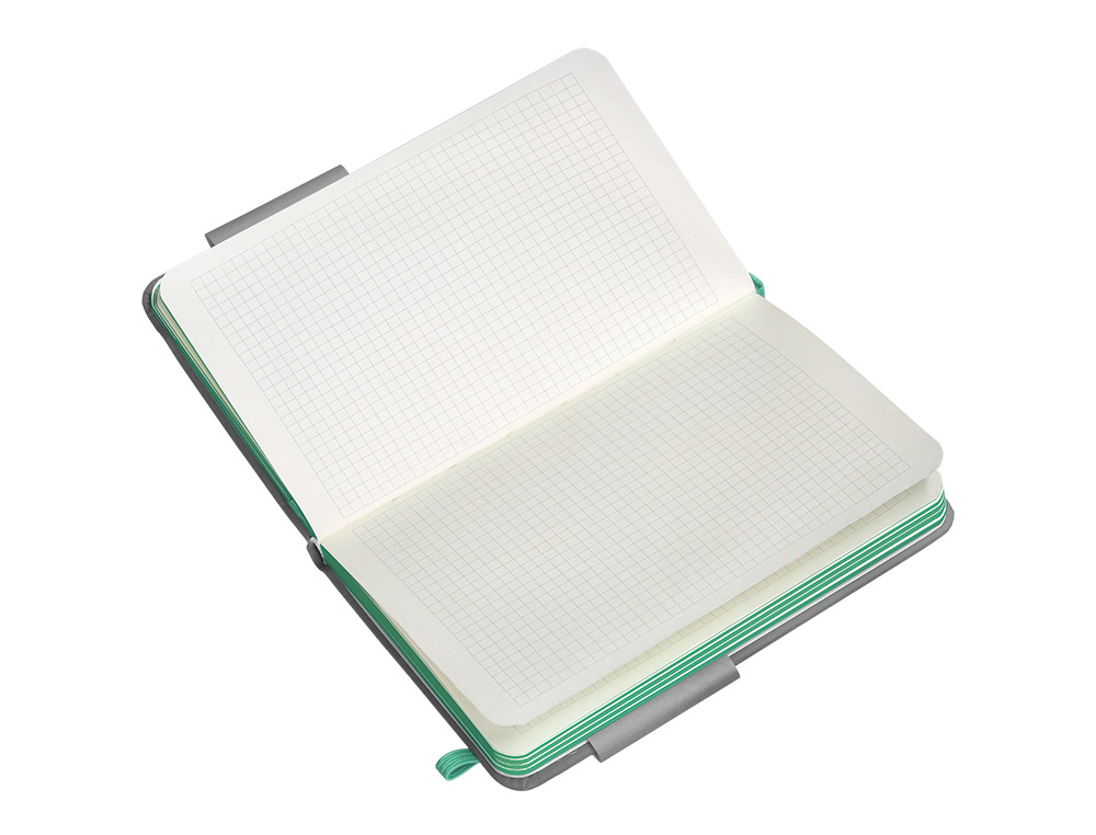 CUADERNO CON GOMILLA ANTARTIK NOTES TAPA DURA A6 HOJAS CUADRICULA GRIS Y TURQUESA 100 HOJAS 80 GR FSC