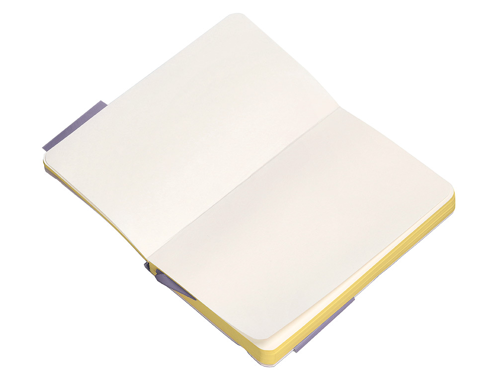 CUADERNO CON GOMILLA ANTARTIK NOTES TAPA BLANDA A6 HOJAS LISAS MORADO Y AMARILLO 100 HOJAS 80 GR FSC