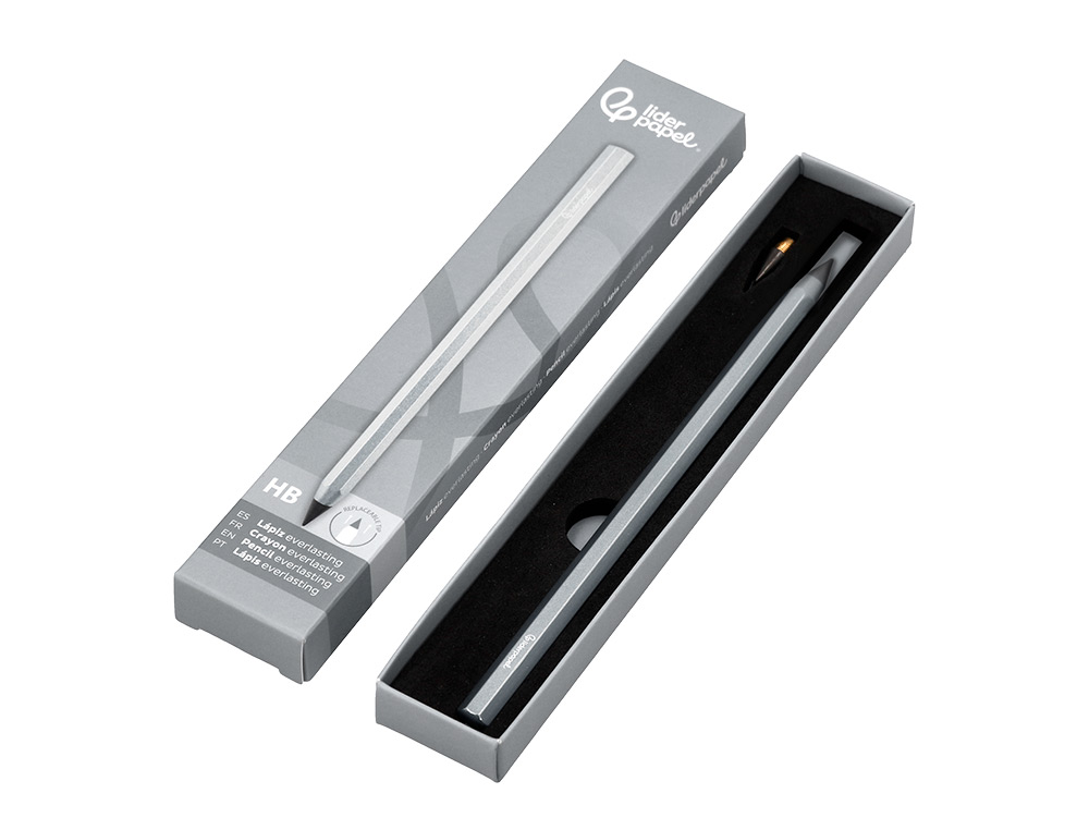 LAPIZ DE GRAFITO INFINITO LIDERPAPEL ALUMINIO HEXAGONAL PLATEADO ULTRA RESISTENTE 1 PUNTA DE RECAMBIO